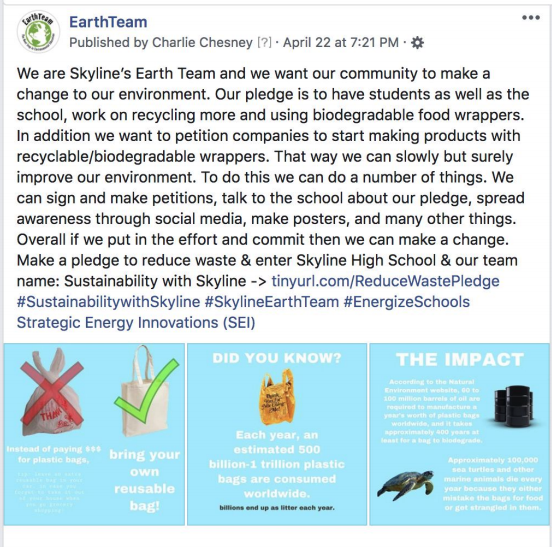 Skyline High School social media post