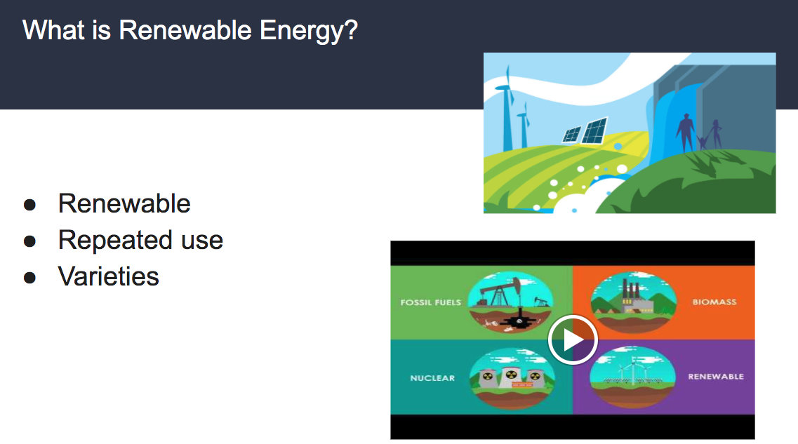 Antioch High School presentation slide on renewable energy